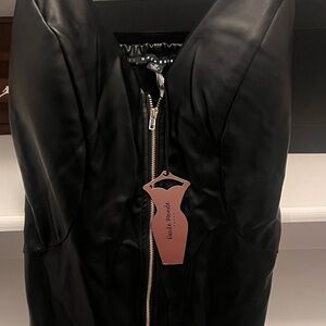 Black Women's Faux Leather Dress